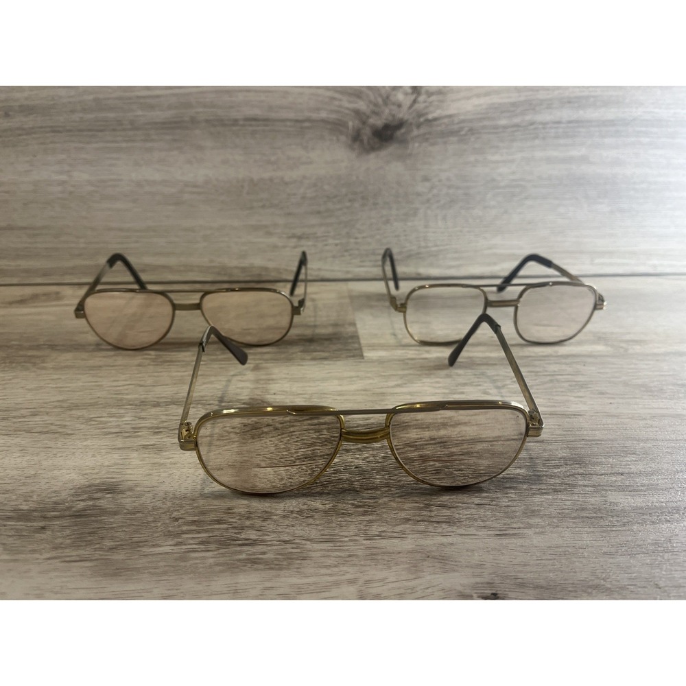 Titmus Eyeglasses Frames Z87 Matte Gold Full Rim Aviator Glasses‎ Lot Of 3
